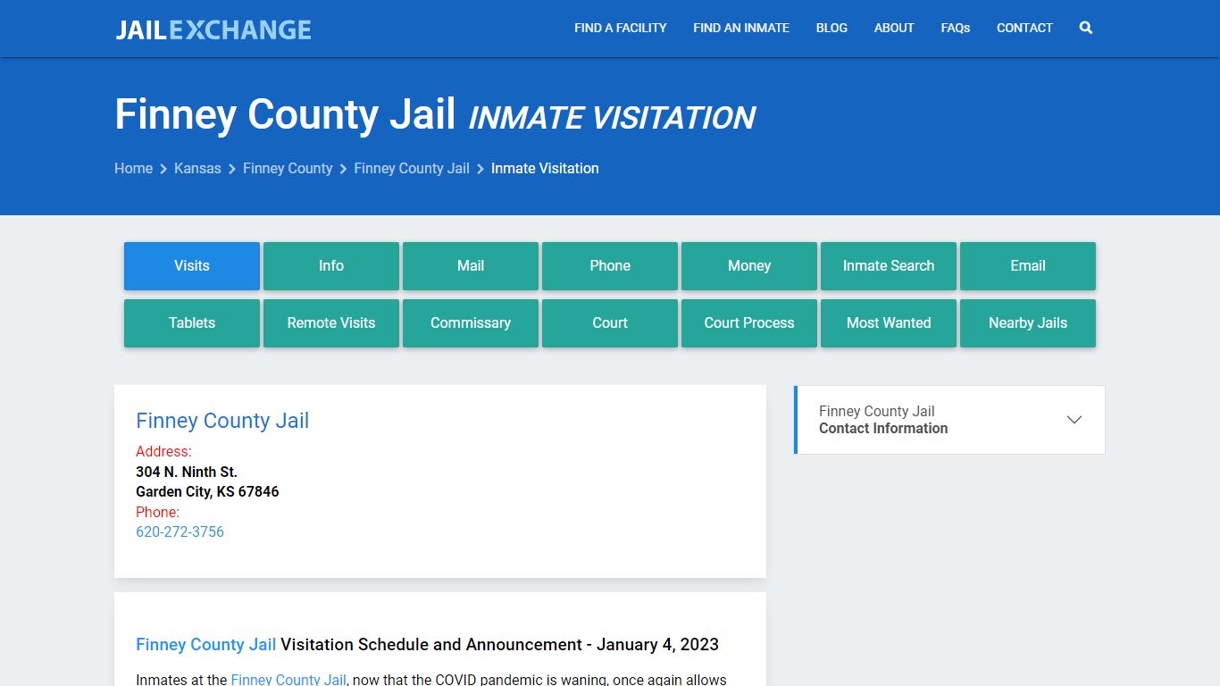 Inmate Visitation - Finney County Jail, KS - Jail Exchange